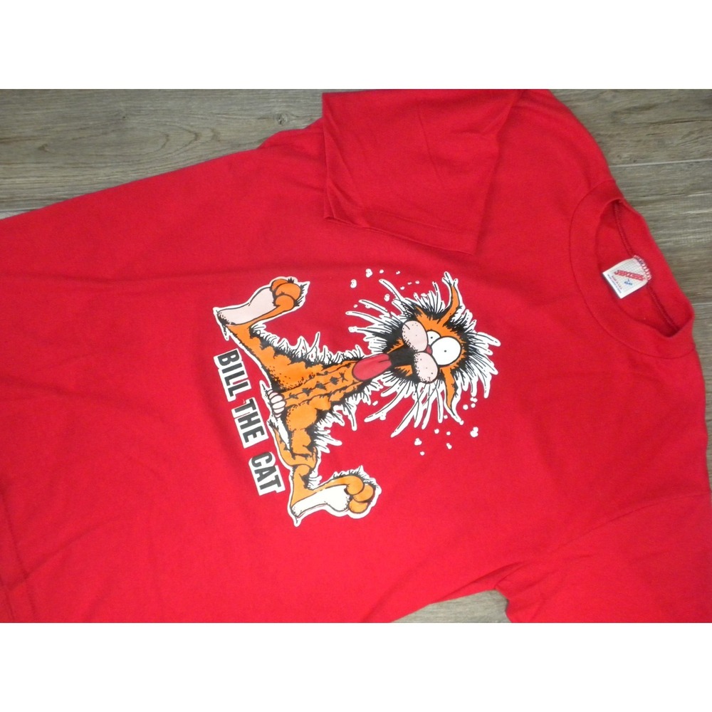 Jerzees‎ T-shirt Adult L Red Bill The Cat Bloom County Single Stitch VTG USA